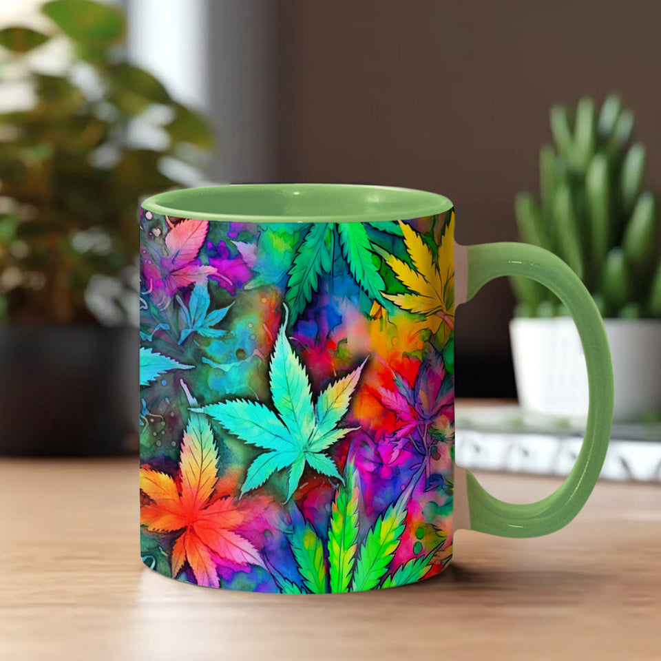 Psychedelic Marijuana Leaf - Personalized Weed Accent Mug
