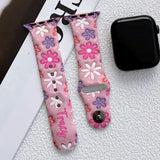 Puffy Pink Floral Apple Watch Band - Personalized Apple Watch Band