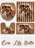 Horse Lovers - Personalized Horse Bathroom Curtain & Mats Set
