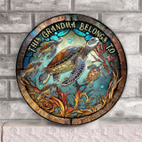 This Grandma/Momma Belongs To - Personalized Grandma Round Wood Sign