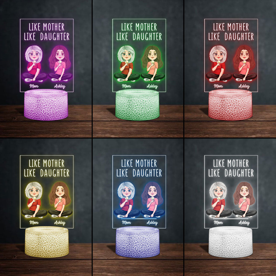 Like Mother Like Daughter - Personalized Mother Shaped Plaque Light Base