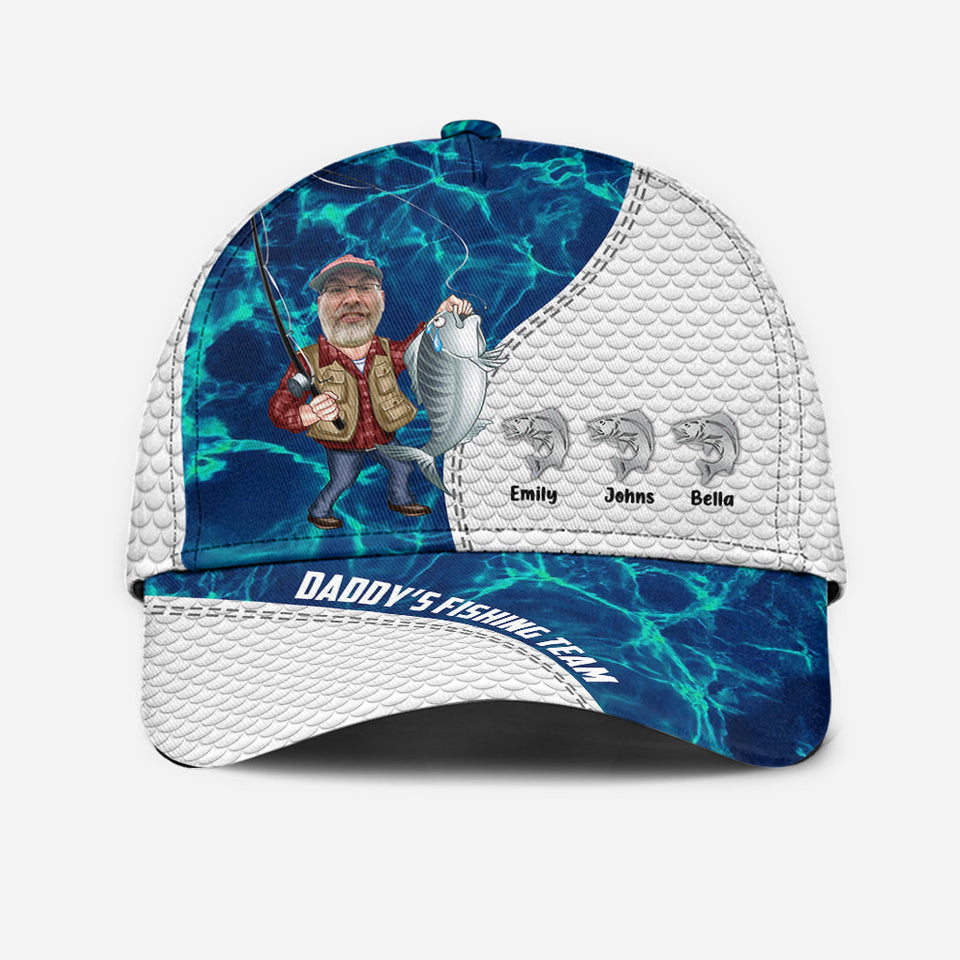 Reel Cool Dad American Flag Bass - Personalized Fishing Classic Cap