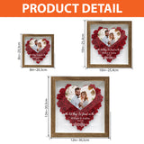 Custom Photo, Names, Date, Message And Soundwave - Personalized Couple Flower Shadow Box