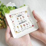 First Mom Now Grandma Birth Flower - Personalized Grandma Jewelry Dish