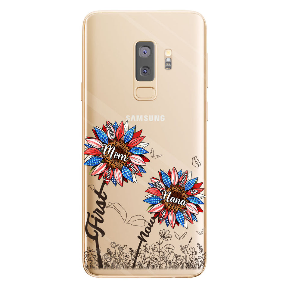 First Mom Now Grandma Sunflower Version - Personalized Grandma Clear Phone Case