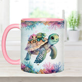 Turtle Mom Thanks For Always Having Our Backs - Personalized Turtle Accent Mug