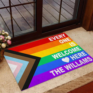 Everyone is Welcome Here - Personalized LGBT Support Doormat