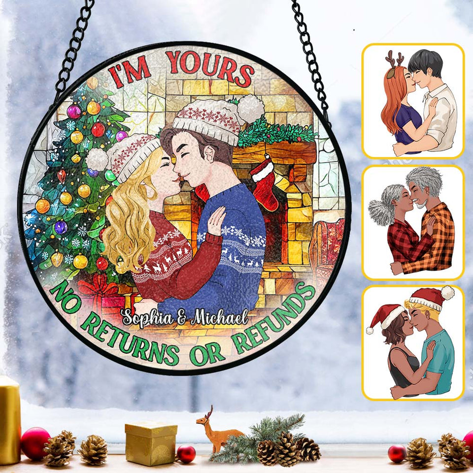 No Returns Or Refunds - Personalized Couple Stained Glass Suncatcher