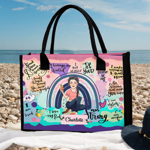 Positive Affirmation Self Care - Personalized Canvas Tote Bag
