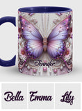 Floral Butterflies - Personalized Butterfly Accent Mug