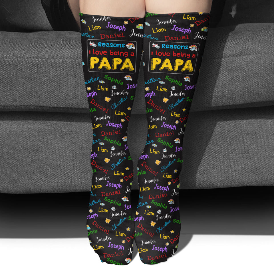Reasons I Love Being A Grandpa - Personalized Grandpa Socks