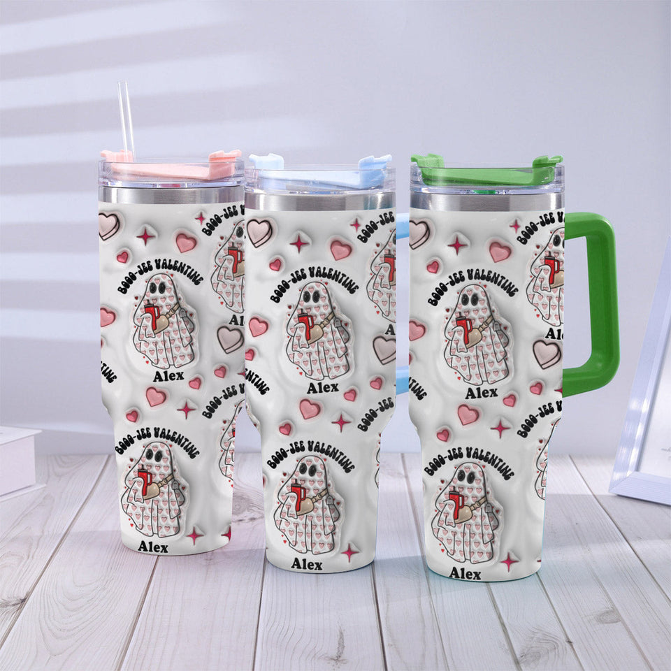 Boo Jee Valentine - Personalized Tumbler With Handle