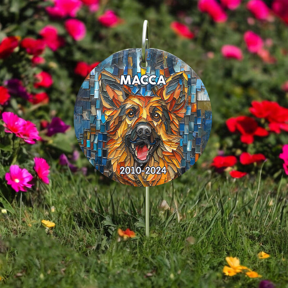 Dog on Ceramic Tiles - Personalized Dog Round Hanging Garden Slate