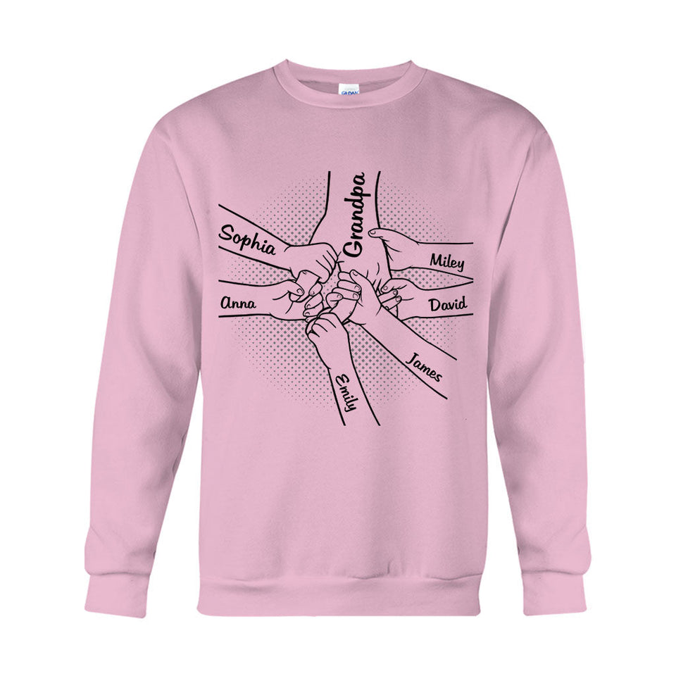 Hand In Hand - Personalized Grandpa T-shirt And Hoodie