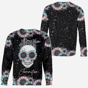 Zero F Given Pink Blue Sunflower - Personalized Skull All Over Shirt