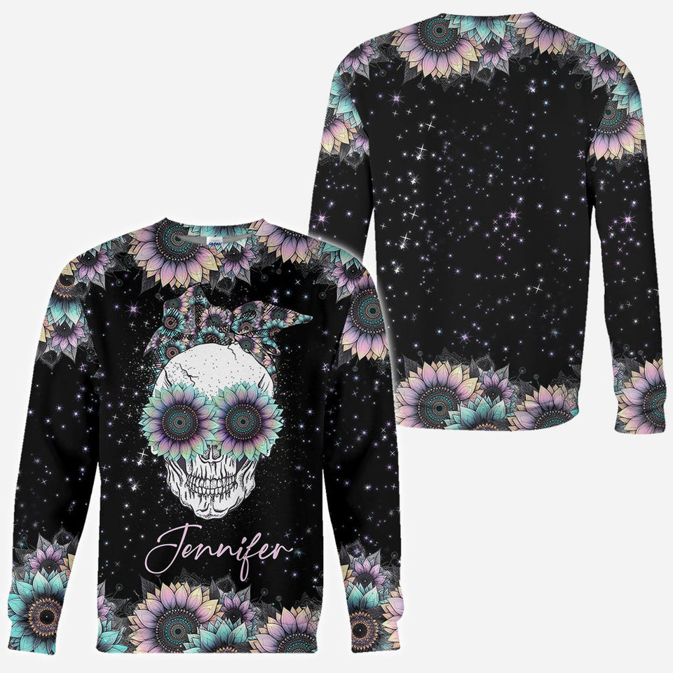 Zero F Given Pink Blue Sunflower - Personalized Skull All Over Shirt