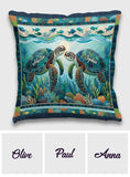You & Me And The Sea - Personalized Turtle Throw Pillow