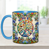 It's A Beautiful World Tree Of Life Peace Sign - Personalized Hippie Accent Mug