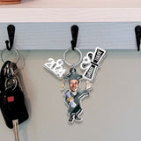 Funny Graduate Caricature - Personalized Graduation Keychain with Charms