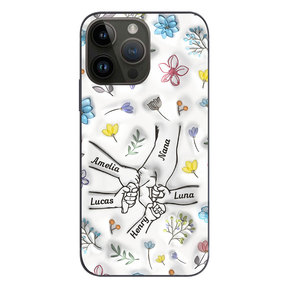 Holding Hands Grandma Mom Nana - Personalized Grandma Phone Case