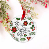 Hold My Hand, Hold My Heart - Personalized Grandma Ceramic Circle Ornament