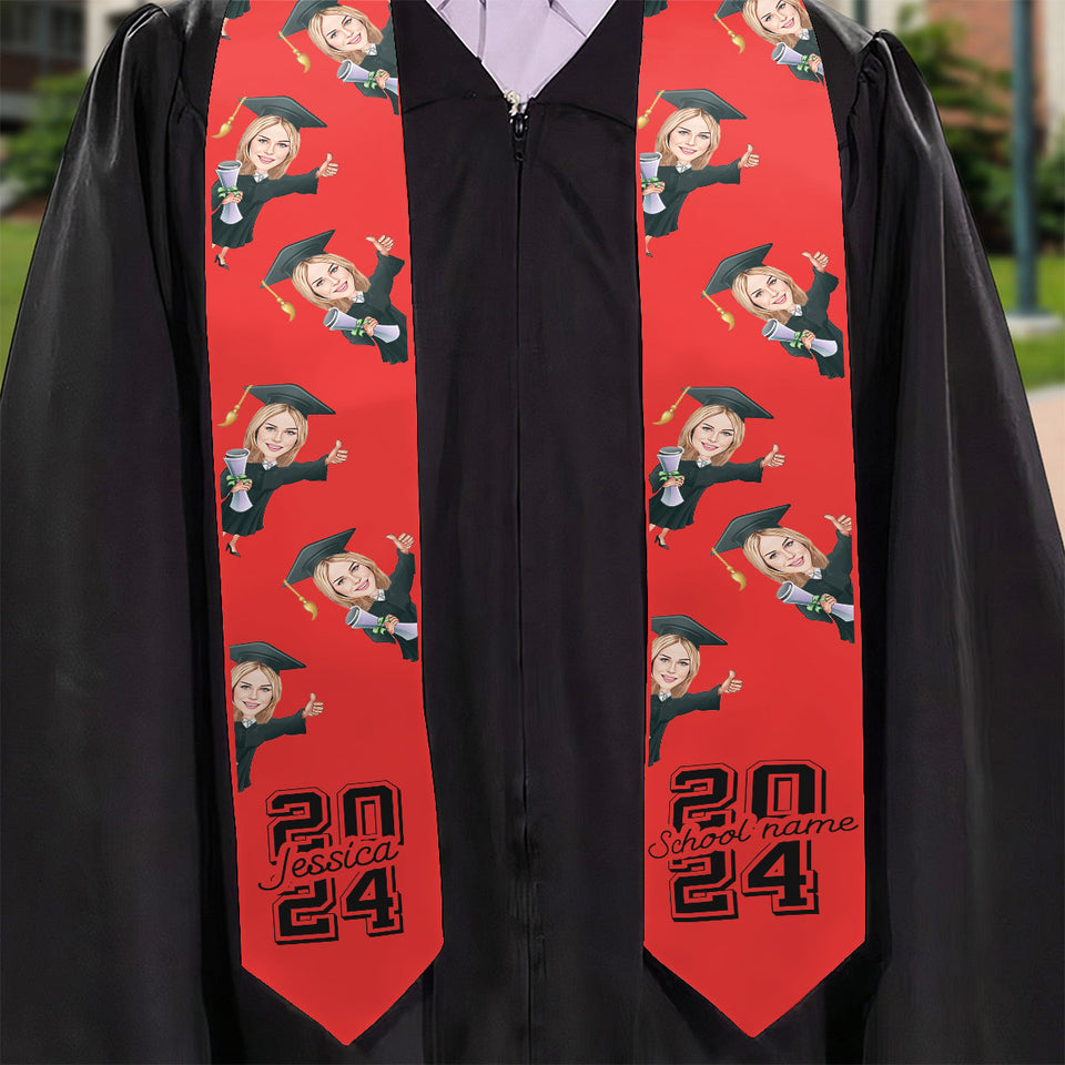 Caricature Funny Character - Personalized Graduation Graduation Stole