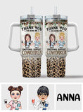 Thank You For Being My Emotional Coworker - Personalized Nurse Tumbler With Handle