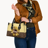 Nana Mom Auntie Family Sunflower - Personalized Grandma Leather Handbag