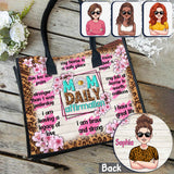 Mom Daily Affirmation Strong Brave Loved - Personalized Mother Canvas Tote Bag