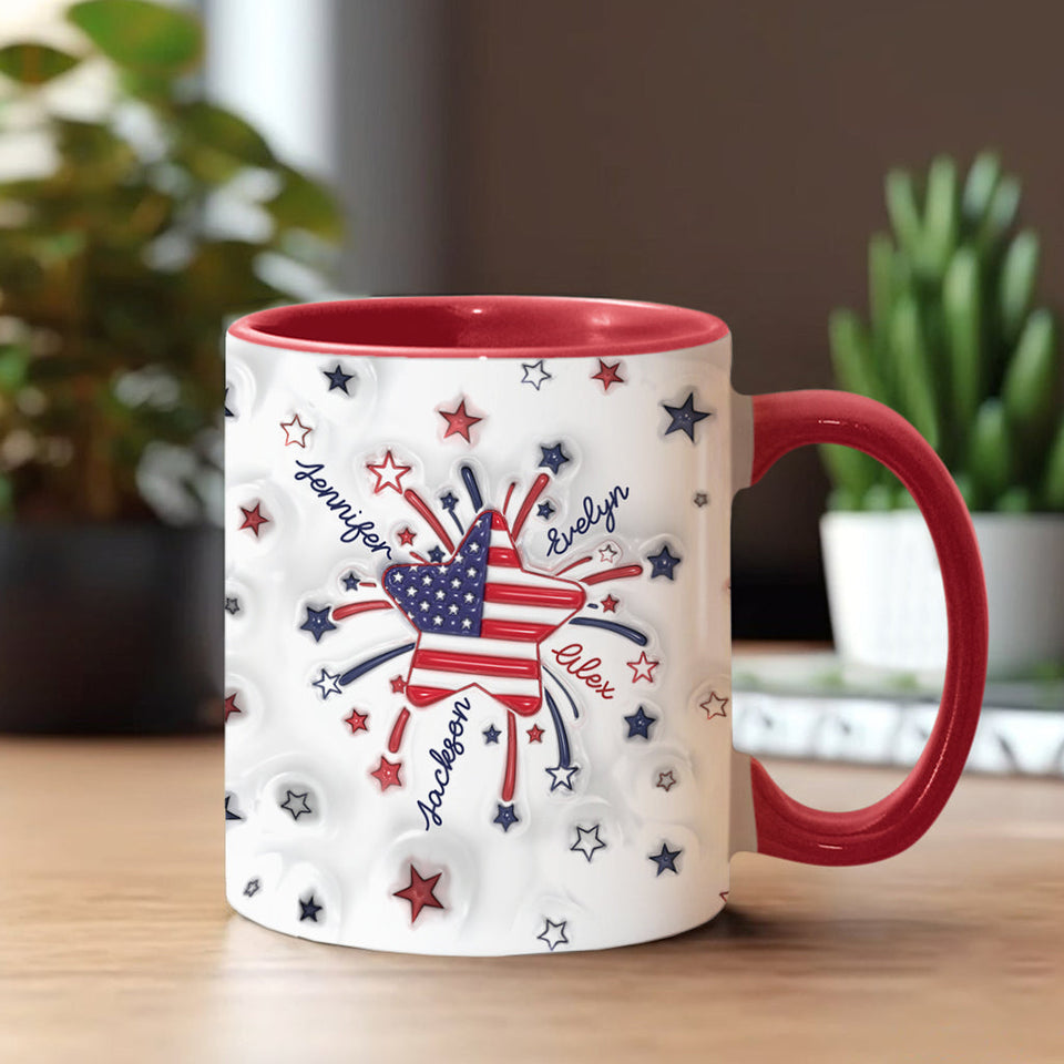Grandma's Little Star 4th Of July - Personalized Grandma Accent Mug