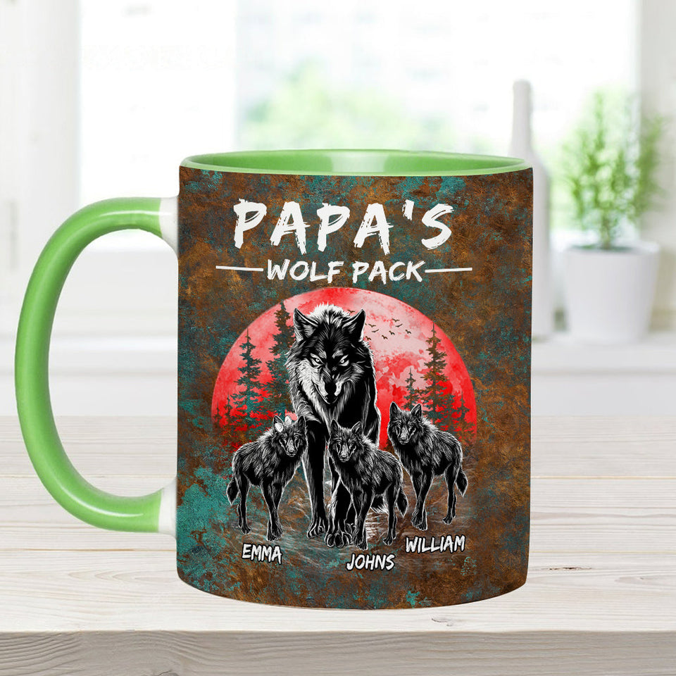 Grandpa's Wolf Pack - Personalized Father Accent Mug