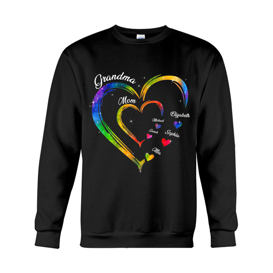 Grandma Mom Hearts - Personalized Grandma T-shirt And Hoodie