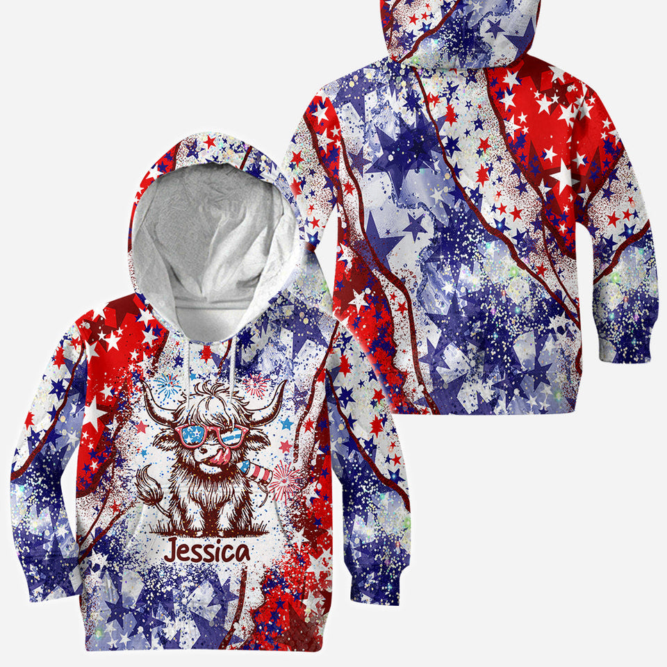 4th Of July Highland Cow - Personalized All Over Shirt