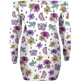 Fuck Around And Find Out - Personalized Skull Off Shoulder Long Sleeve Dress