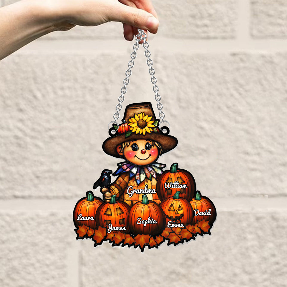Grandma Fall - Personalized Grandma Window Hanging Suncatcher Ornament