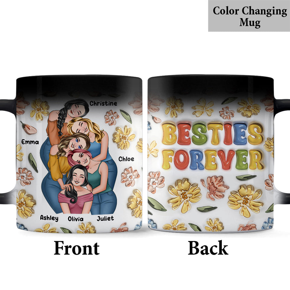 Besties Forever Floral Style - Personalized Bestie Mug