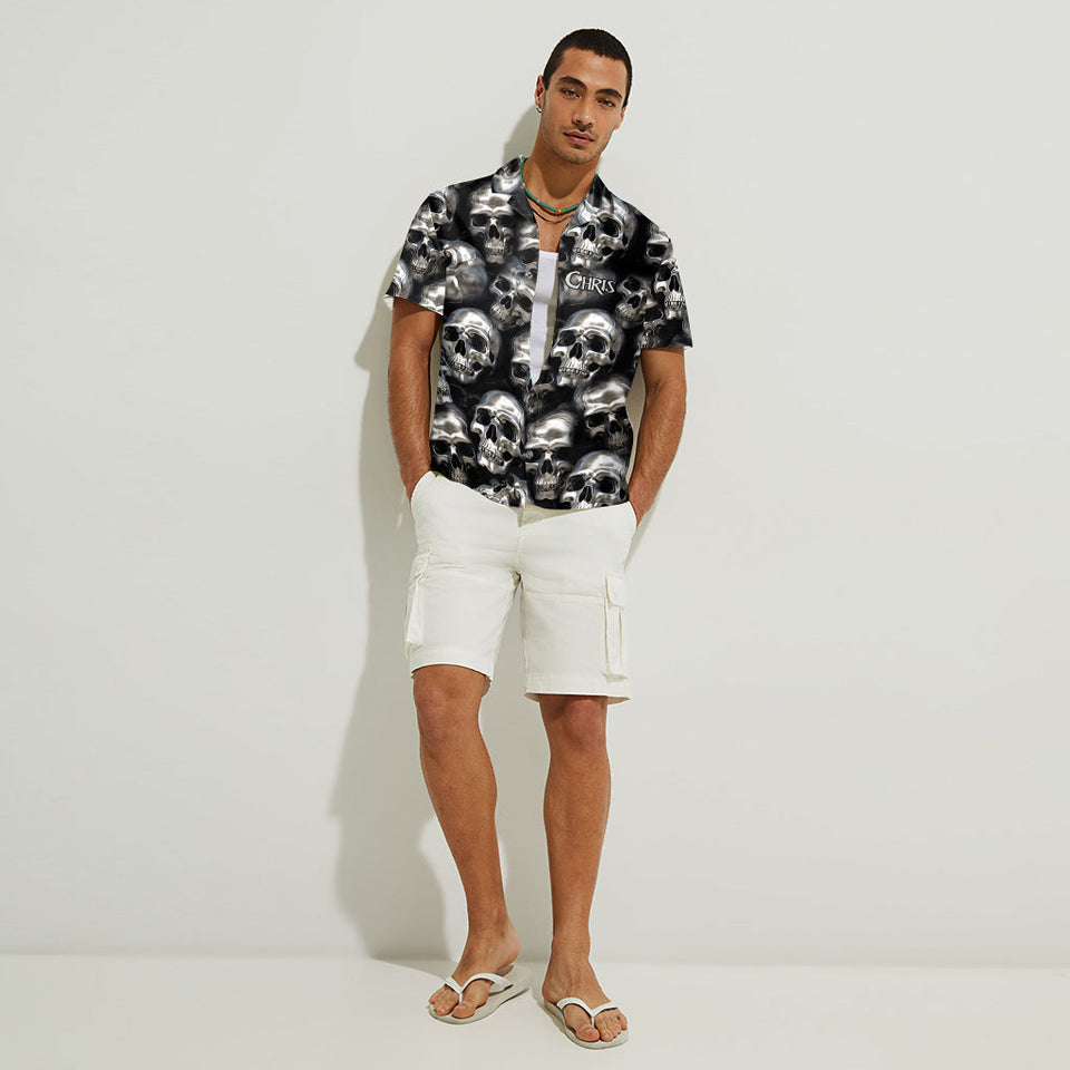 3D Metallic Skulls - Personalized Skull Hawaiian Shirt