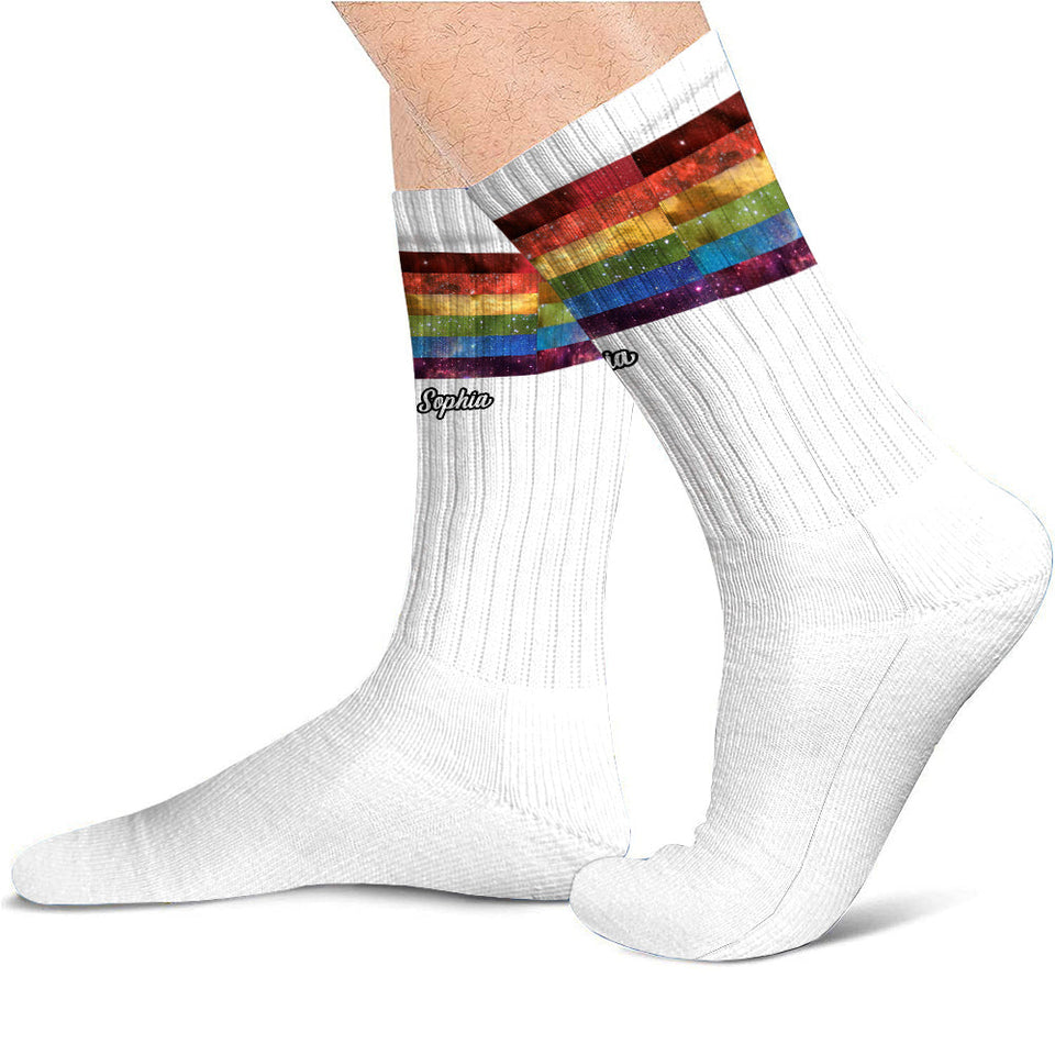 Pride Rainbow Galaxy - Personalized LGBT Support Socks