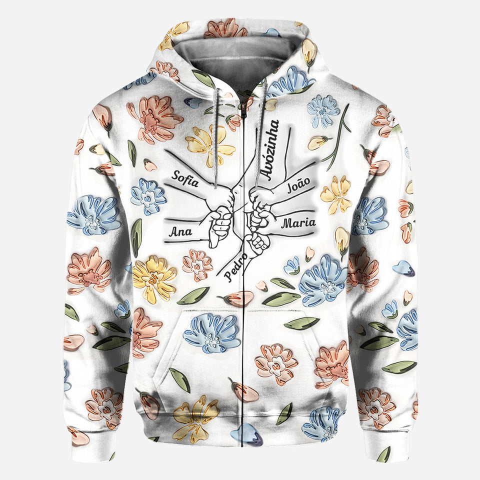 Mom's Love Hands Holding Pastel Floral - Personalized Mother All Over Shirt