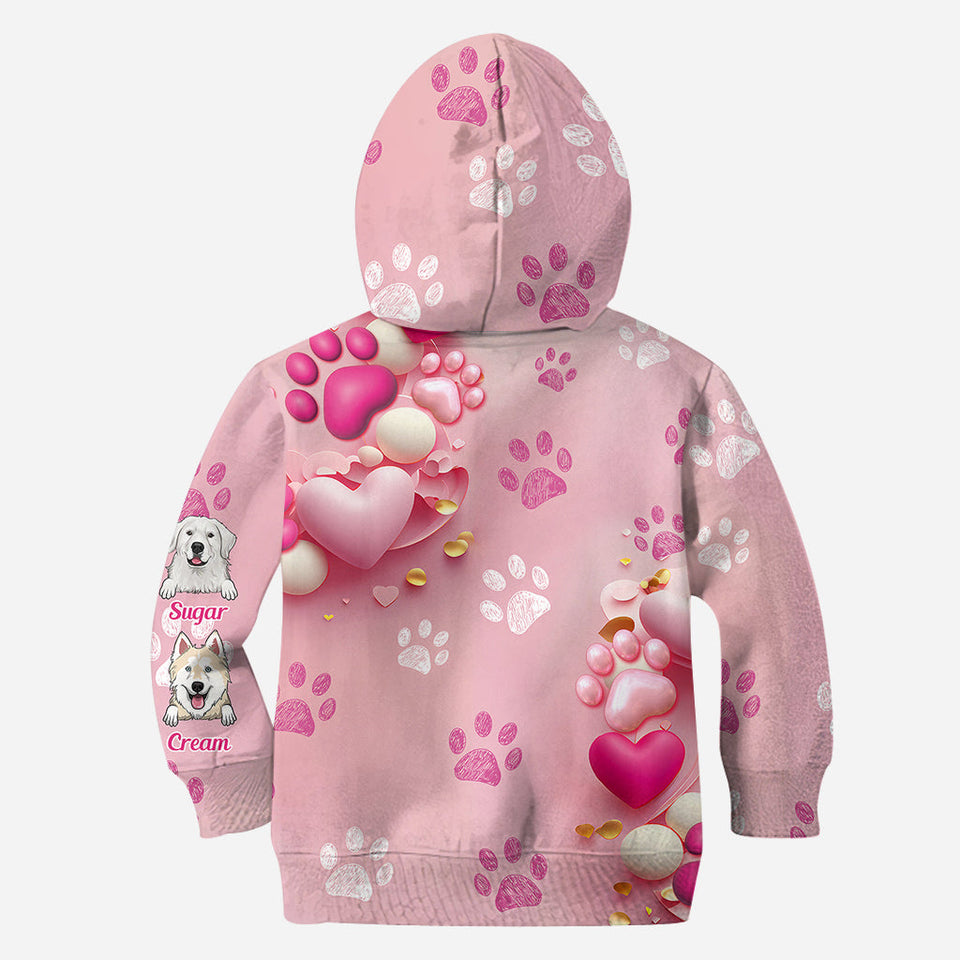 Dog Cat Mama Fur Mom 3D Pink Heart - Personalized Dog All Over Shirt