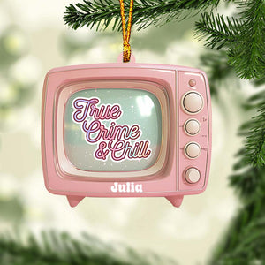True Crime & Chill, Pink TV - Personalized Ornament