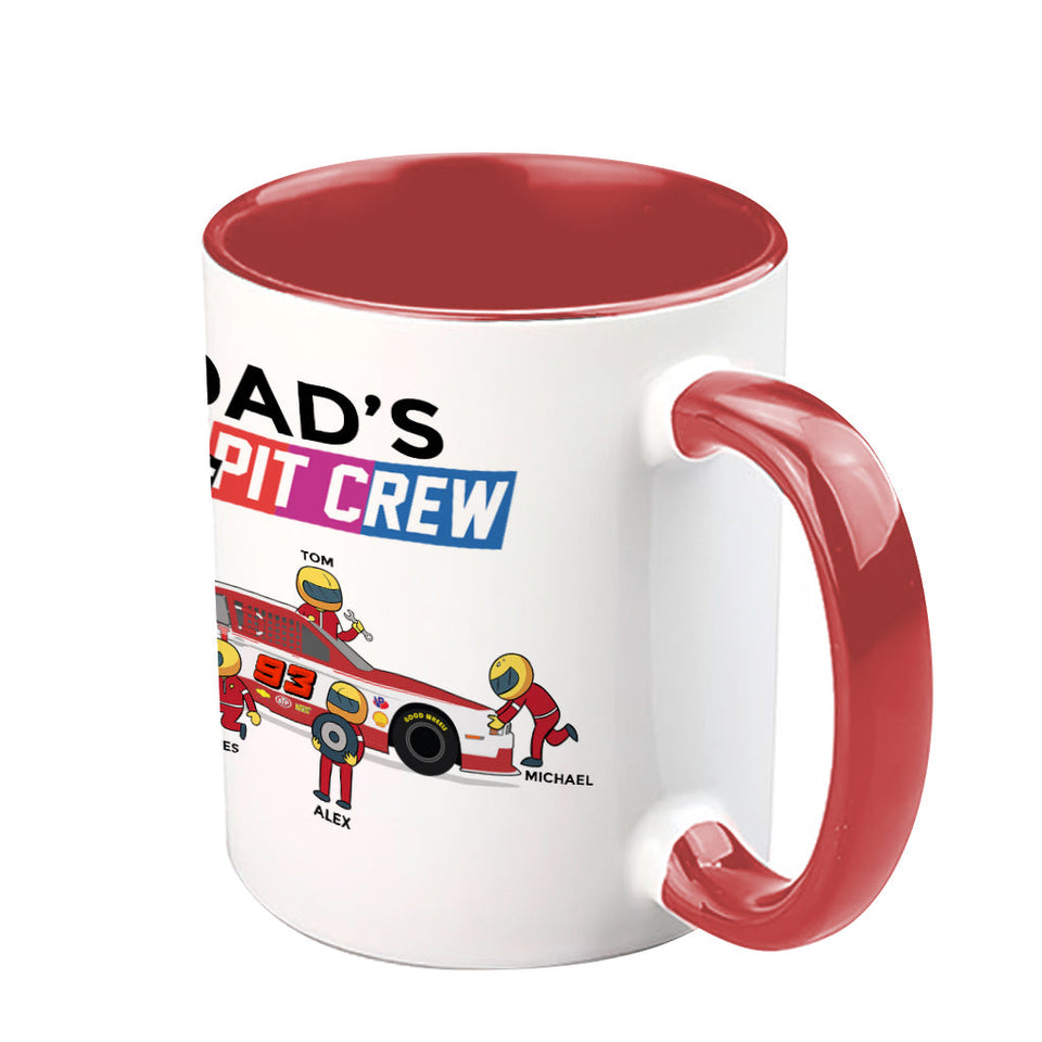 Dad's Pit Crew - Personalized Racing Accent Mug