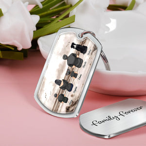 Family Sitting Back View Retro Vintage Beach Landscape - Personalized Family Epoxy Metal Keychain