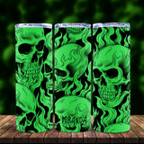 My Last Flying Fck - Personalized Skull Glow Skinny Tumbler