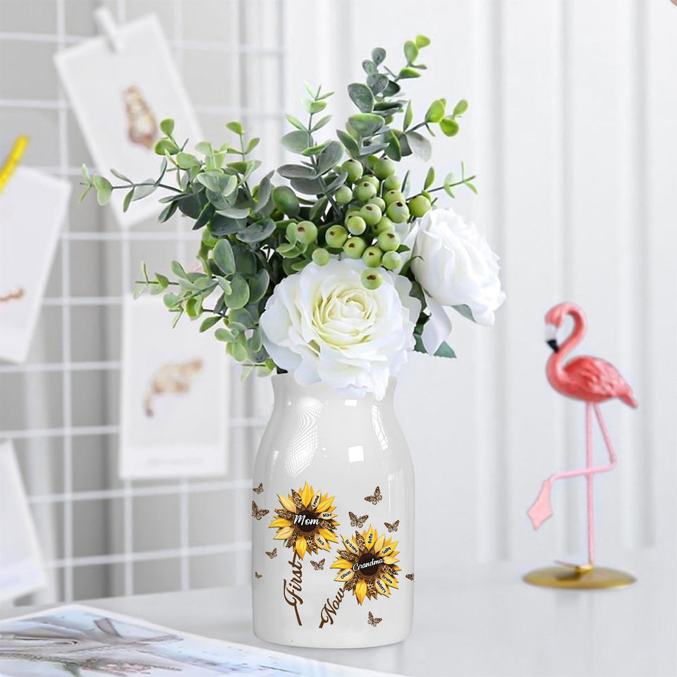 First Mom Now Grandma - Personalized Grandma Ceramic Flower Vase