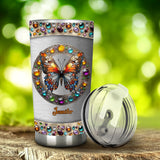 Stained Glass Beauty - Personalized Butterfly Tumbler