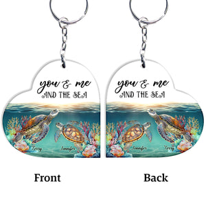 You & Me And The Sea - Personalized Turtle Keychain