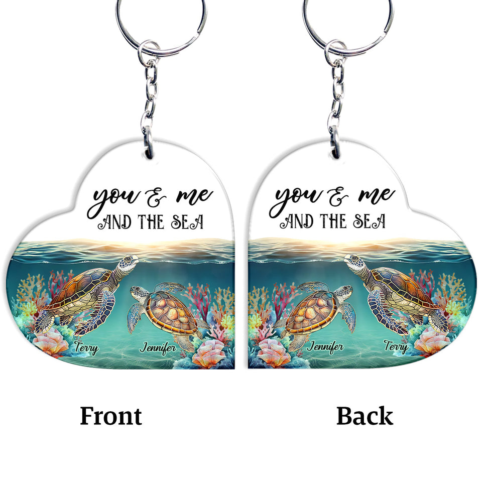 You & Me And The Sea - Personalized Turtle Keychain