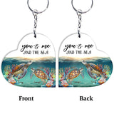 You & Me And The Sea - Personalized Turtle Keychain