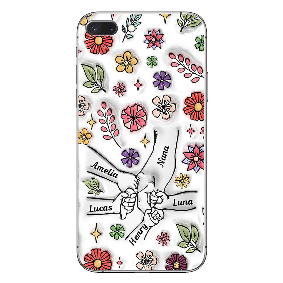 Spring Flower Holding Hands Nana Mom - Personalized Grandma Phone Case